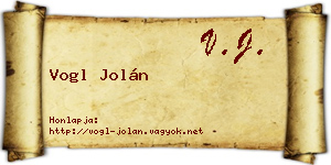 Vogl Jolán névjegykártya